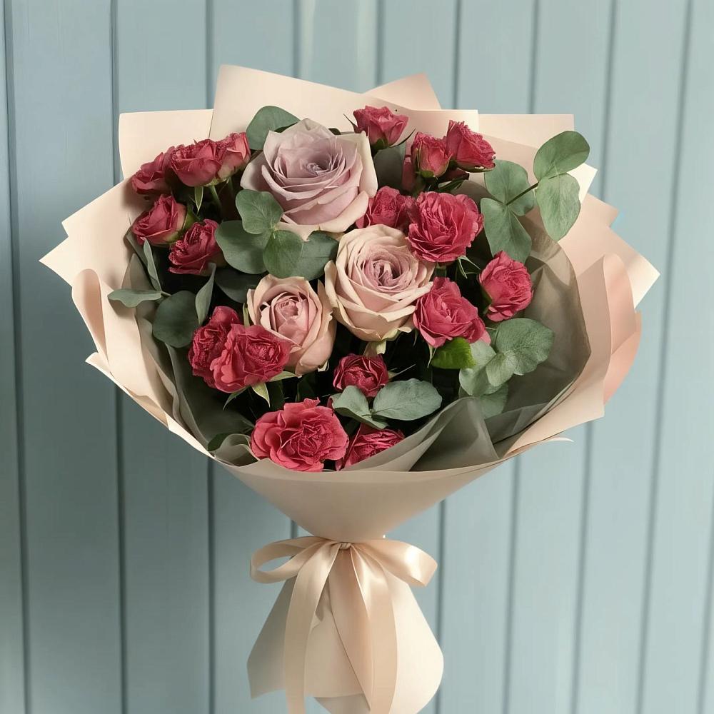 Букет цветов из: Гвоздики и Розы в Плотниково