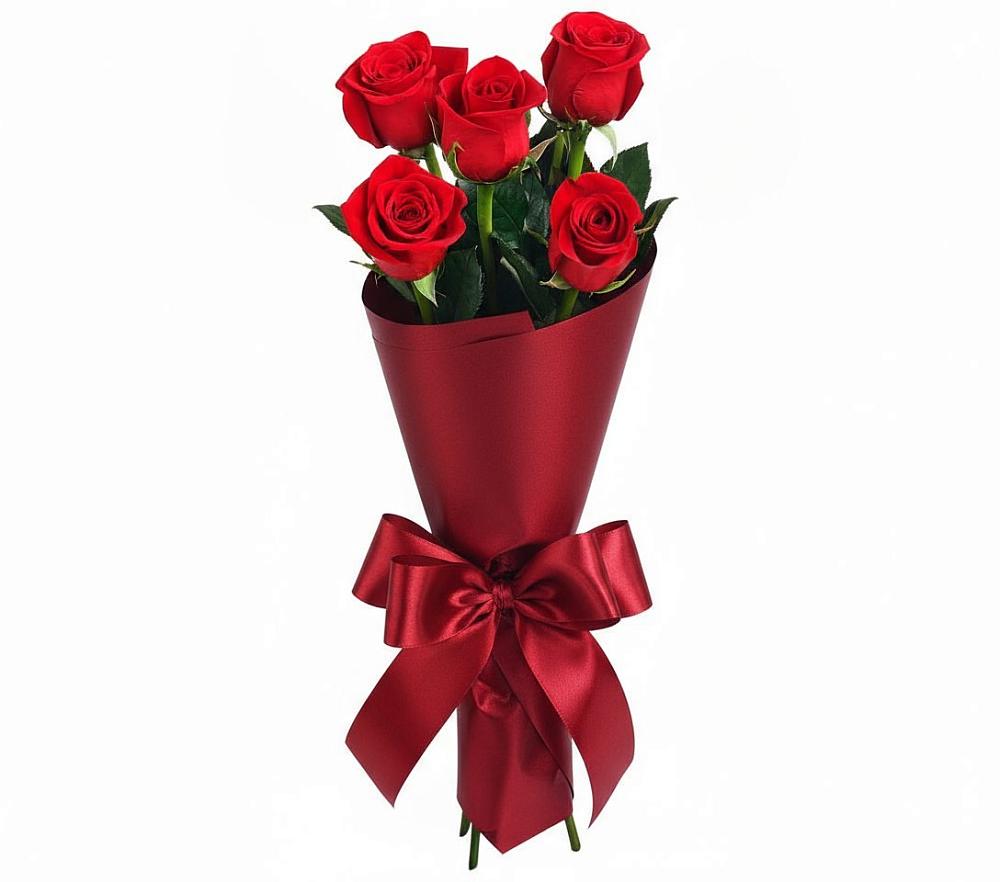 Букет 5 Красных роз Эдлесс Лав в Плотниково