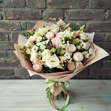 Букет цветов из:  Альстромерии, Розы и Хризантемы в Плотниково