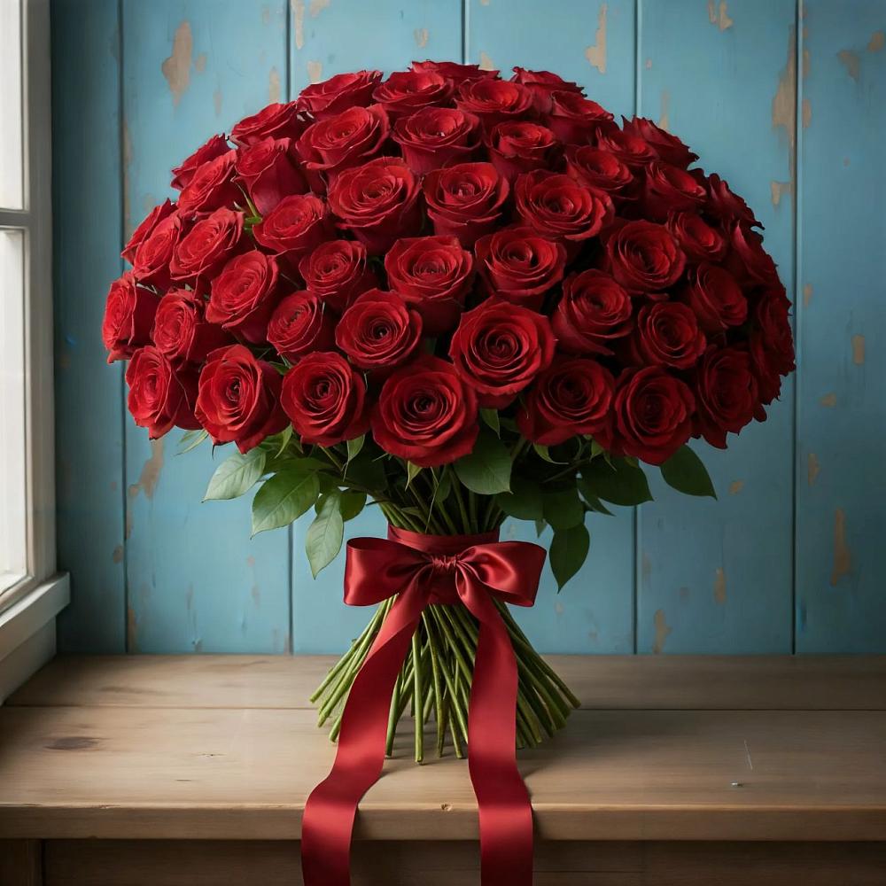 Букет Красные розы Блэк Меджик в Плотниково