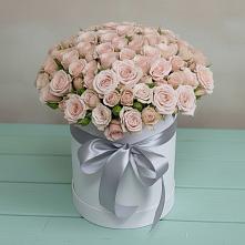 Цветочная композиция из Розы в шляпной коробке в Плотниково