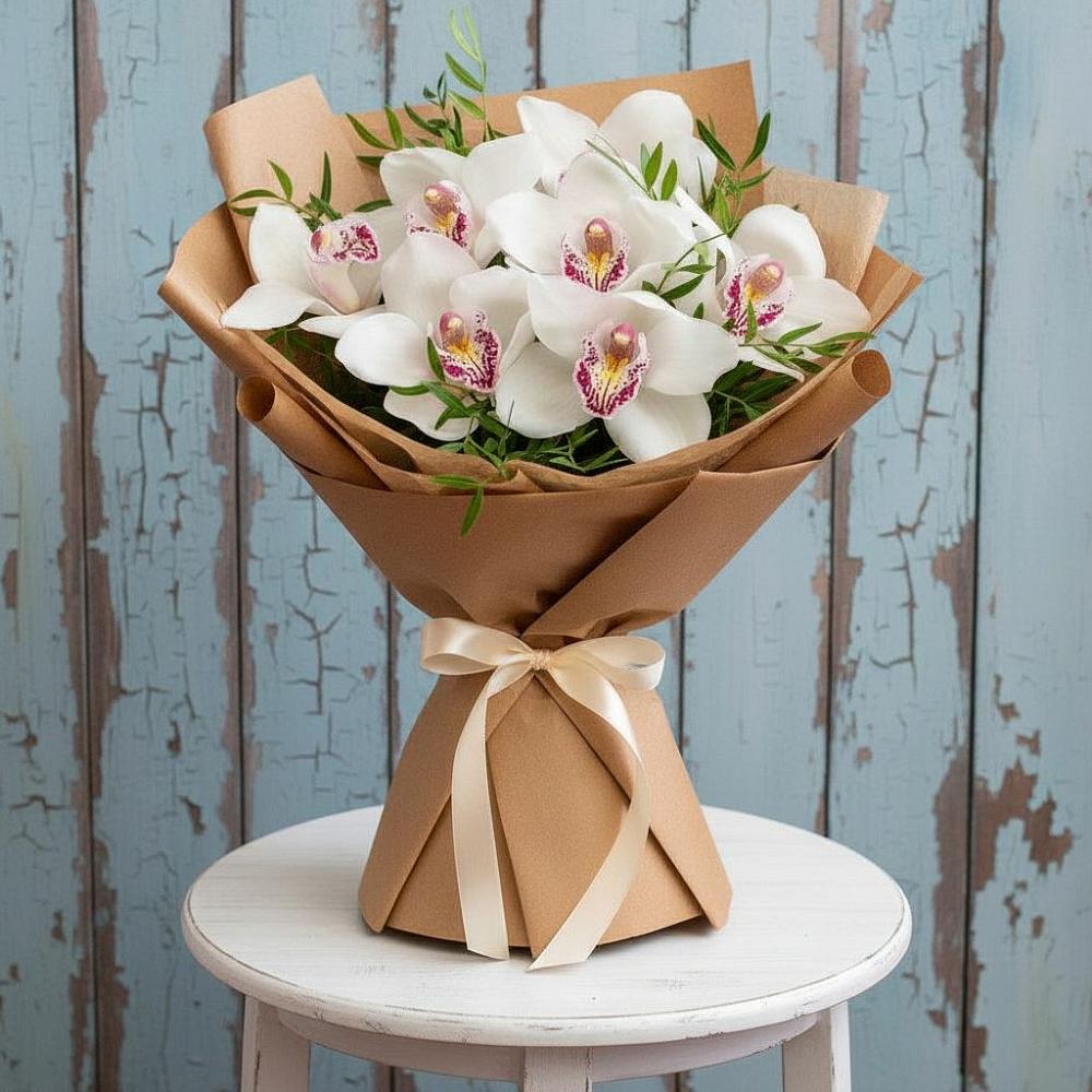 Букет цветов из: Орхидеи и Розы в Плотниково