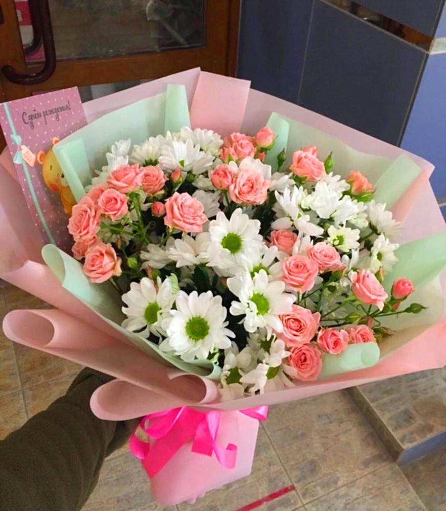 Букет цветов из: Розы и Хризантемы в Плотниково