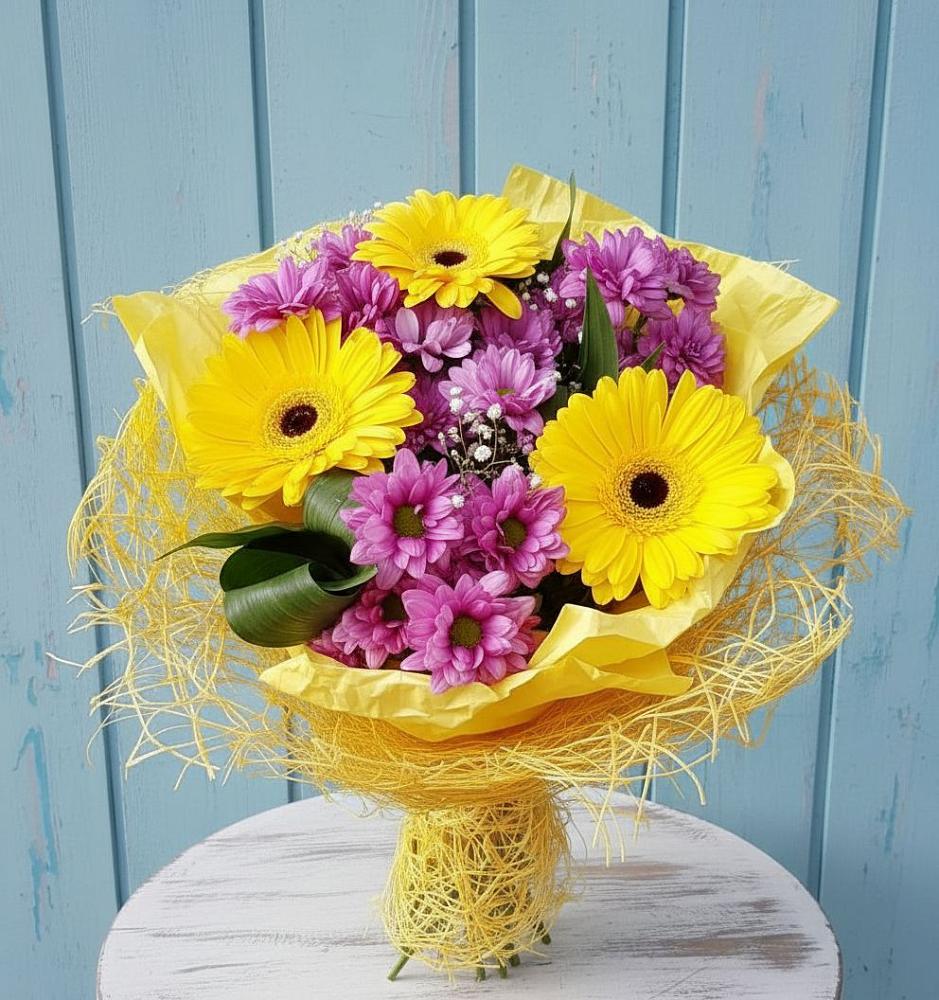 Букет цветов из: Хризантемы и Герберы в Плотниково