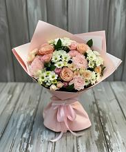 Букет цветов из:  Гвоздики, Розы и Хризантемы в Плотниково