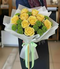 Букет цветов из:  Хризантемы и Розы в Плотниково