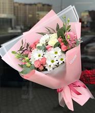 Букет цветов из:  Розы, Лизиантусы и Хризантемы в Плотниково