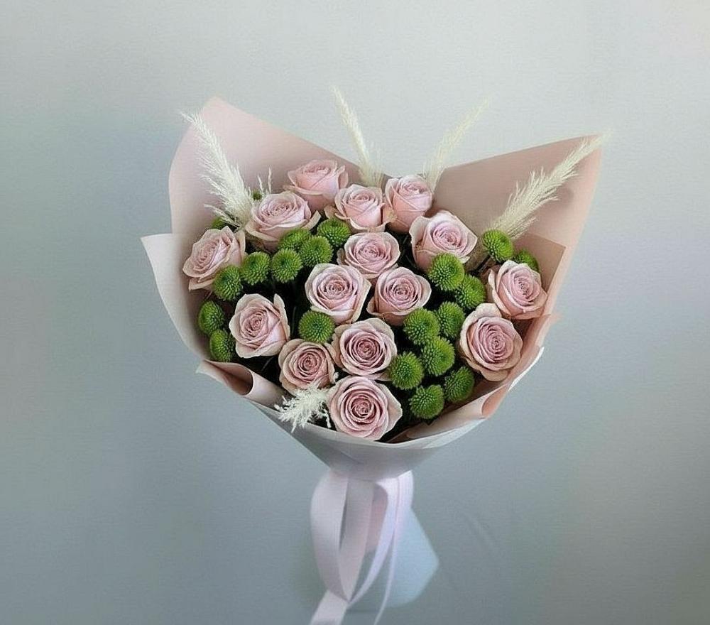 Букет цветов из: Розы и Хризантемы в Плотниково