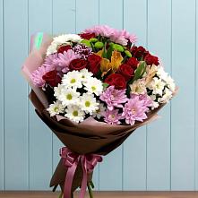 Букет цветов из:  Розы, Хризантемы и Альстромерии в Плотниково