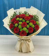 Букет цветов из:  Розы и Хризантемы в Плотниково