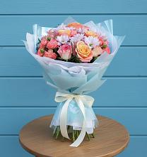 Букет цветов из:  Хризантемы и Розы в Плотниково