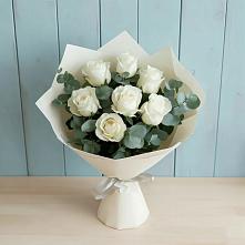 Букет Белые розы в Эвкалипте #REPLACE_PRED# Плотниково